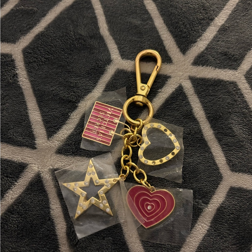 Victoria’s Secret Gold and Red Heart Star Keychain